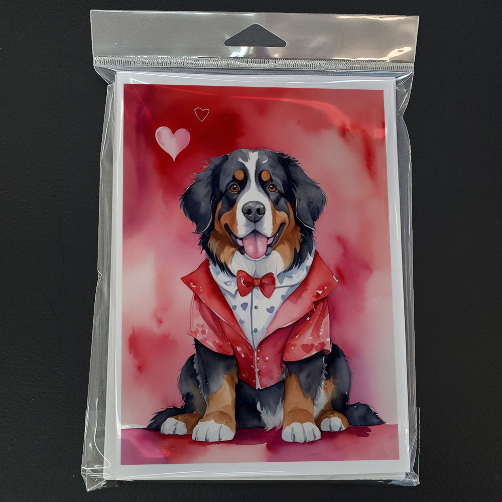 Bernese Mountain Dog My Valentine Greeting Cards Pack of 8 Blank Cards with Envelopes Whimsical A7 Size 5x7