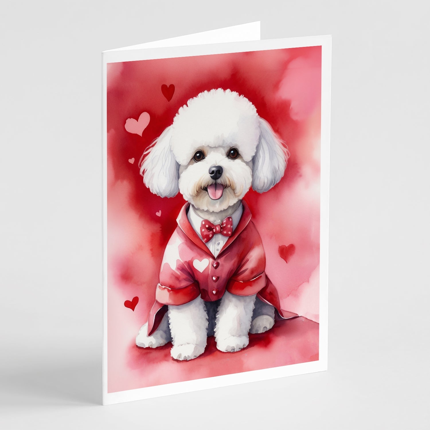 Bichon Frise My Valentine Greeting Cards Pack of 8 Blank Cards with Envelopes Whimsical A7 Size 5x7