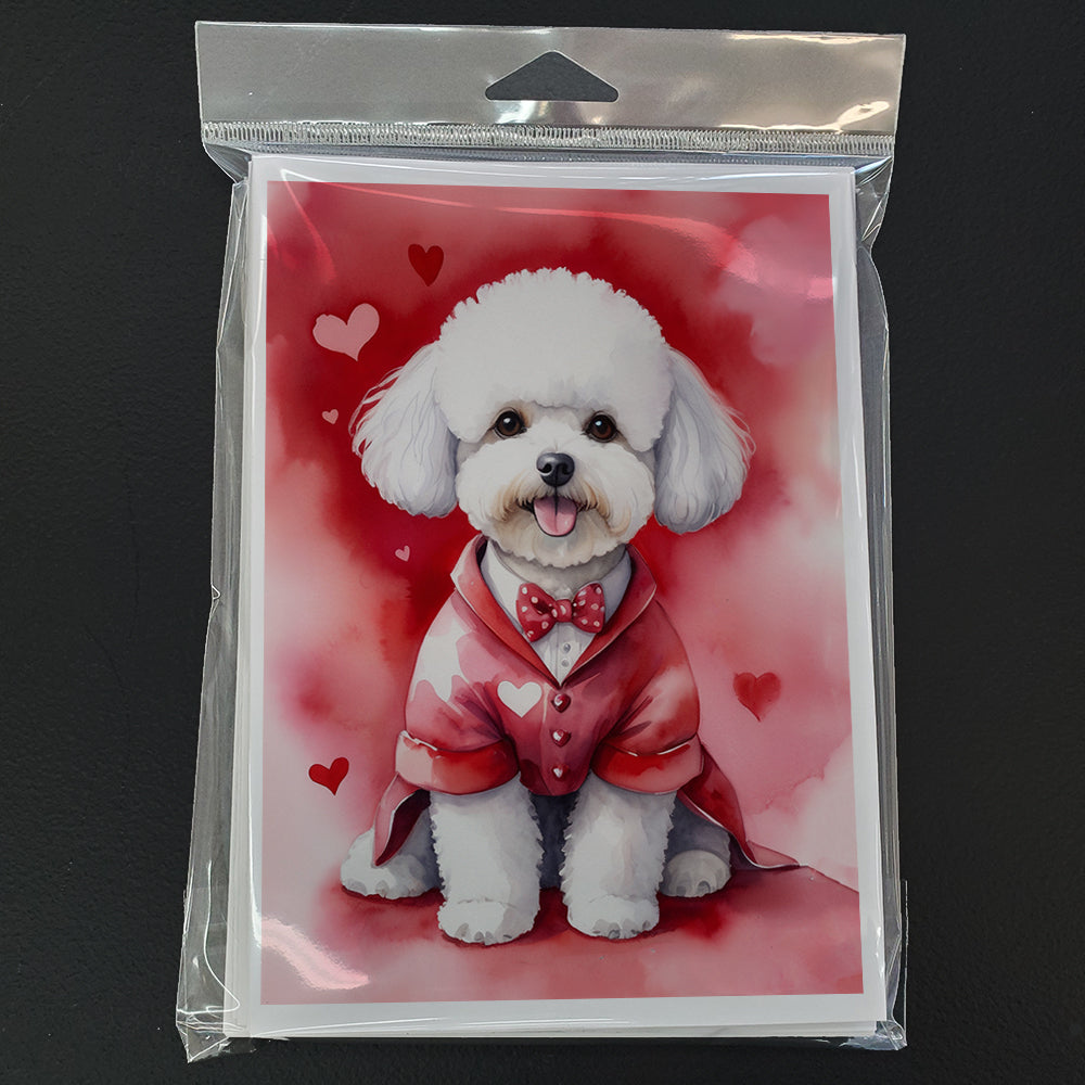 Bichon Frise My Valentine Greeting Cards Pack of 8 Blank Cards with Envelopes Whimsical A7 Size 5x7