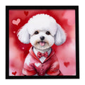 Bichon Frise My Valentine Framed Metal Print Bathroom, Kitchen, Office, Home Decor Wall Art Ready to Hang, Square, 8X8