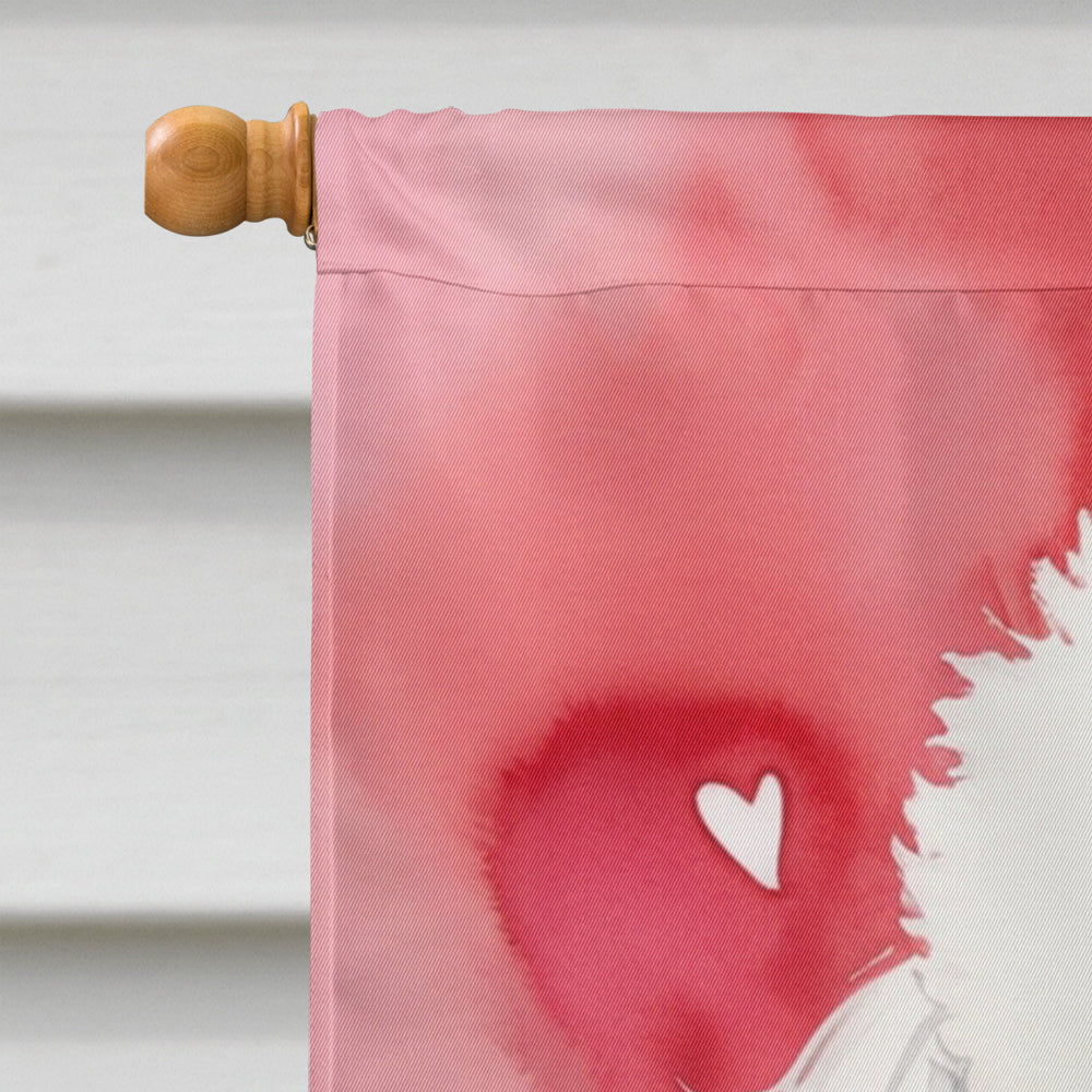Bichon Frise My Valentine House Flag 28x40 Porch Sleeve Pole Decorative Outside Yard Banner Artwork Wall Hanging, Polyester