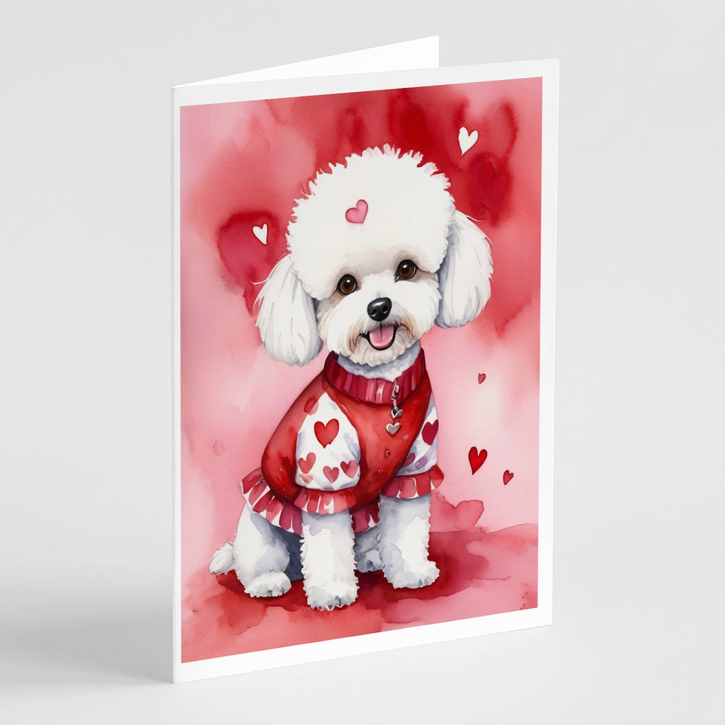 Bichon Frise My Valentine Greeting Cards Pack of 8 Blank Cards with Envelopes Whimsical A7 Size 5x7