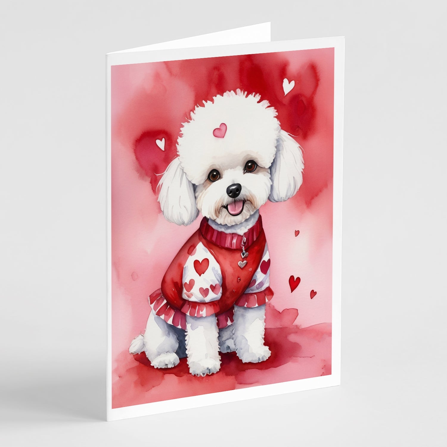Bichon Frise My Valentine Greeting Cards Pack of 8 Blank Cards with Envelopes Whimsical A7 Size 5x7