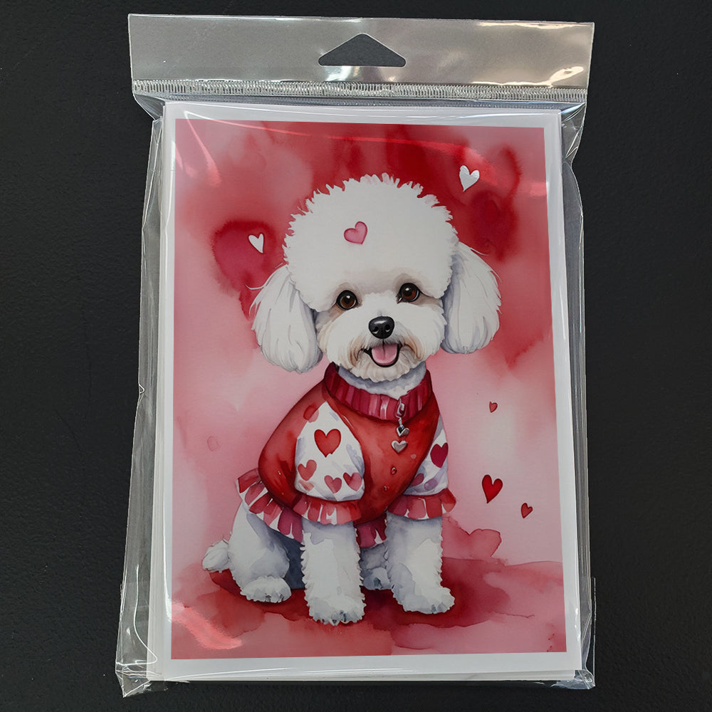 Bichon Frise My Valentine Greeting Cards Pack of 8 Blank Cards with Envelopes Whimsical A7 Size 5x7