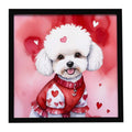 Bichon Frise My Valentine Framed Metal Print Bathroom, Kitchen, Office, Home Decor Wall Art Ready to Hang, Square, 8X8