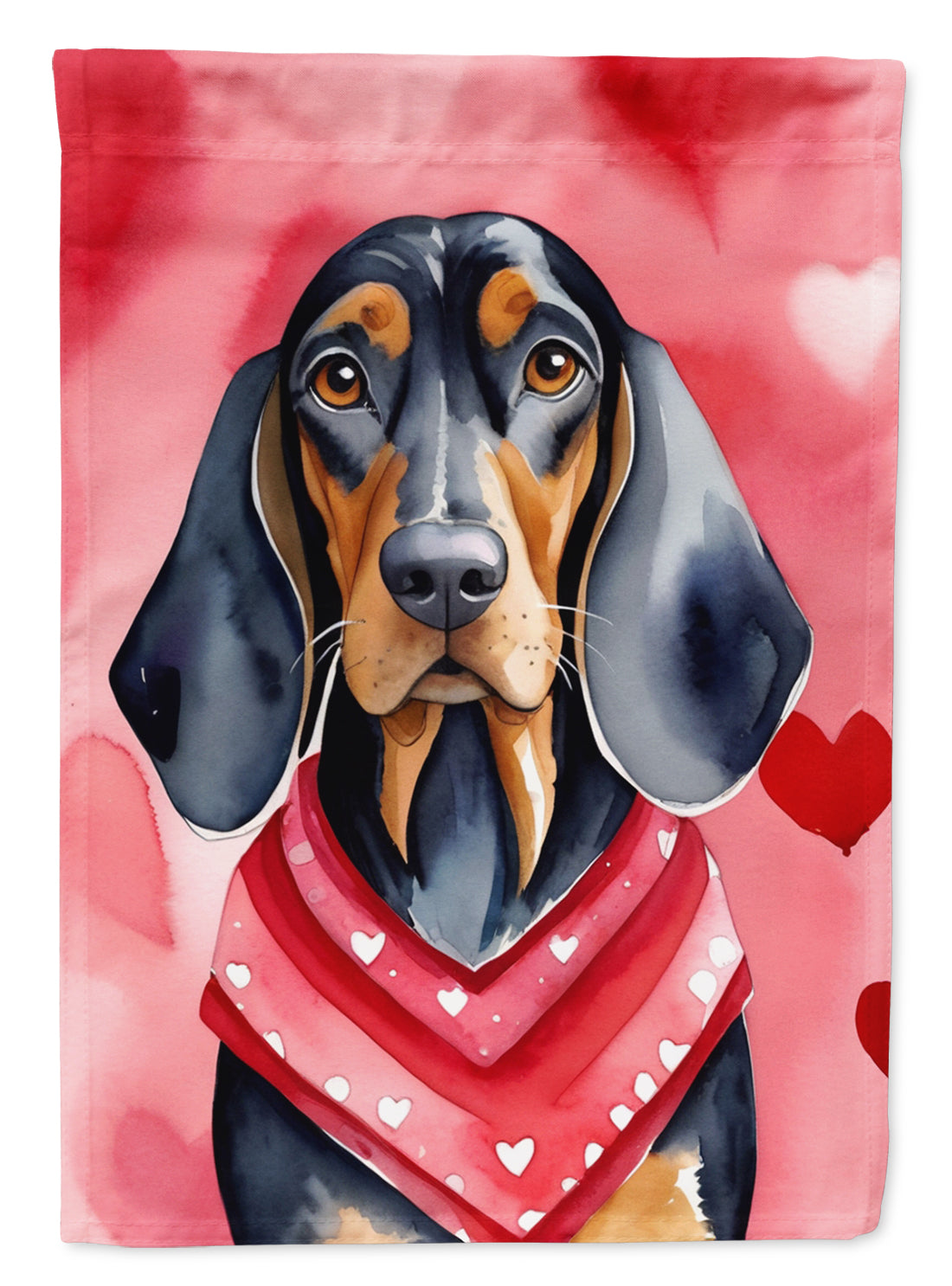 Black and Tan Coonhound My Valentine House Flag 28x40 Porch Sleeve Pole Decorative Outside Yard Banner Artwork Wall Hanging, Polyester
