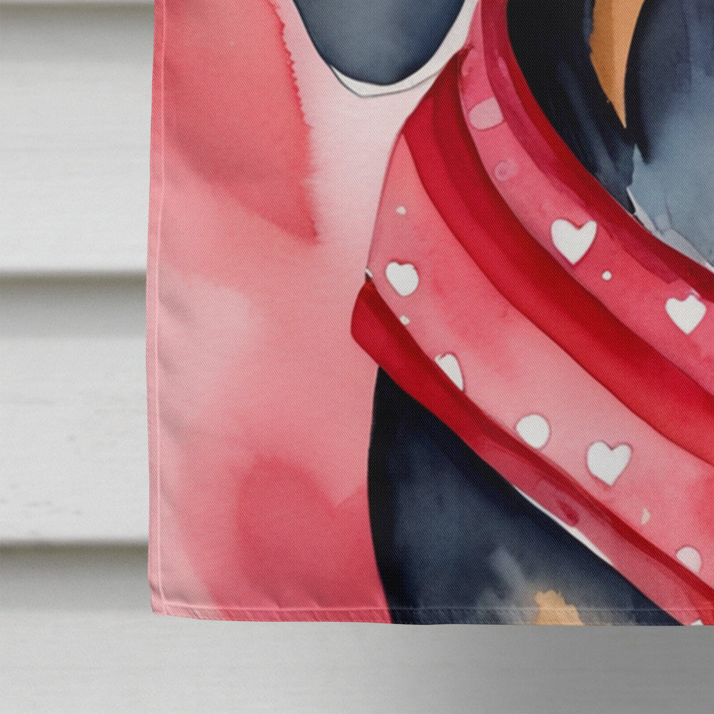 Black and Tan Coonhound My Valentine House Flag 28x40 Porch Sleeve Pole Decorative Outside Yard Banner Artwork Wall Hanging, Polyester