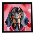 Black and Tan Coonhound My Valentine Framed Metal Print Bathroom, Kitchen, Office, Home Decor Wall Art Ready to Hang, Square, 8X8