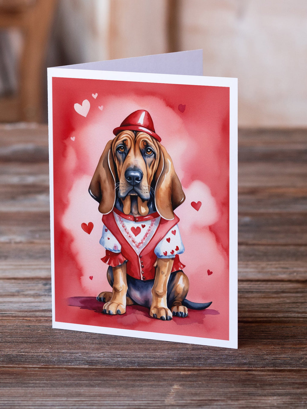 Bloodhound My Valentine Greeting Cards Pack of 8 Blank Cards with Envelopes Whimsical A7 Size 5x7
