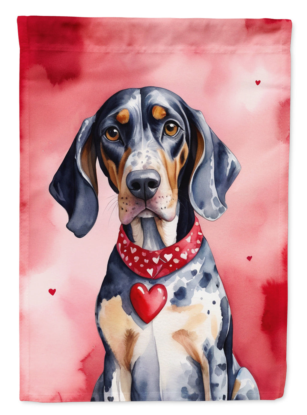 Bluetick Coonhound My Valentine House Flag 28x40 Porch Sleeve Pole Decorative Outside Yard Banner Artwork Wall Hanging, Polyester