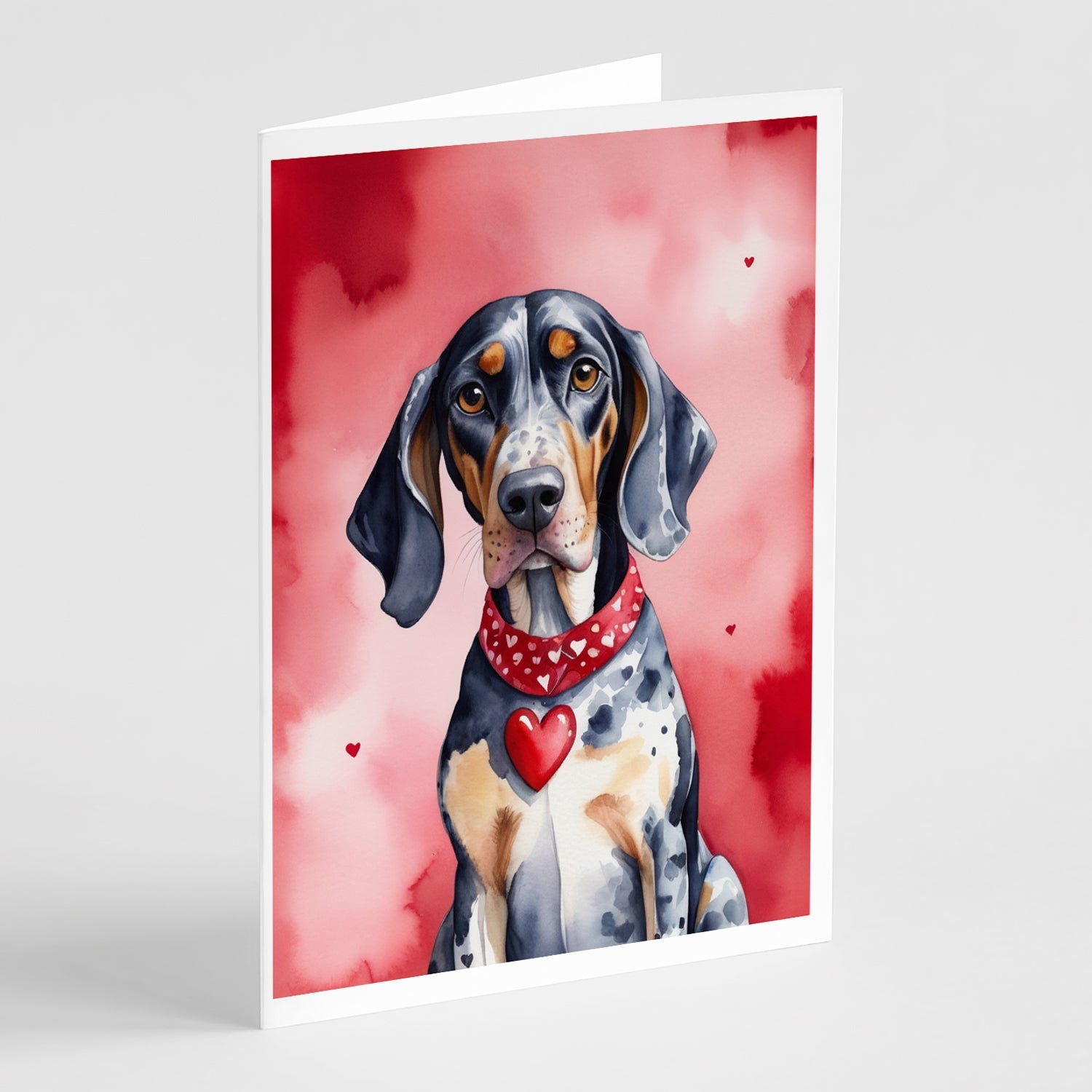 Bluetick Coonhound My Valentine Greeting Cards Pack of 8 Blank Cards with Envelopes Whimsical A7 Size 5x7