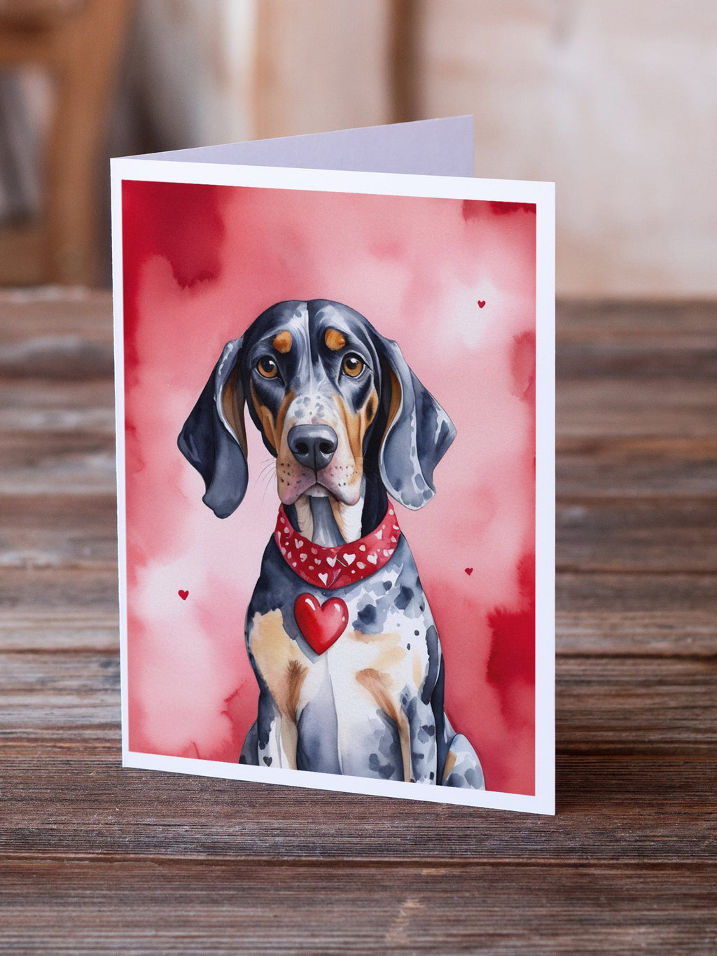 Bluetick Coonhound My Valentine Greeting Cards Pack of 8 Blank Cards with Envelopes Whimsical A7 Size 5x7