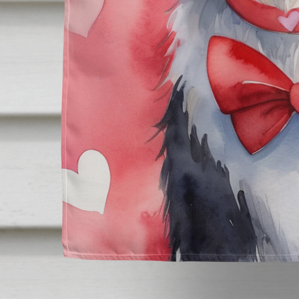 Border Collie My Valentine House Flag 28x40 Porch Sleeve Pole Decorative Outside Yard Banner Artwork Wall Hanging, Polyester