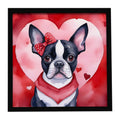 Boston Terrier My Valentine Framed Metal Print Bathroom, Kitchen, Office, Home Decor Wall Art Ready to Hang, Square, 8X8