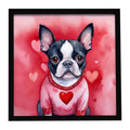 Boston Terrier My Valentine Framed Metal Print Bathroom, Kitchen, Office, Home Decor Wall Art Ready to Hang, Square, 8X8