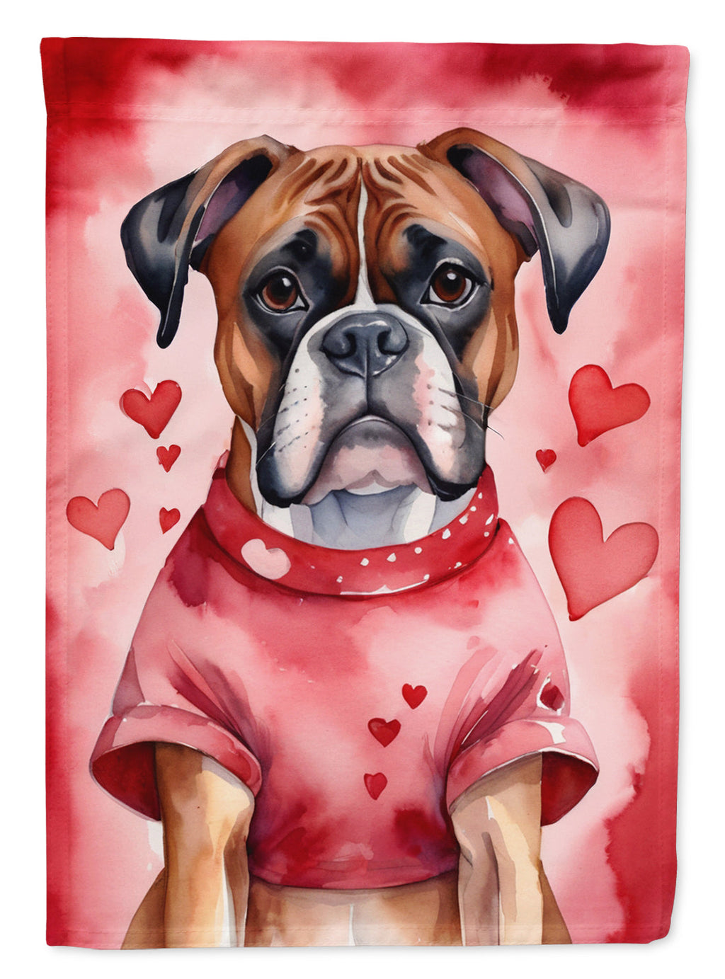 Boxer My Valentine House Flag 28x40 Porch Sleeve Pole Decorative Outside Yard Banner Artwork Wall Hanging, Polyester