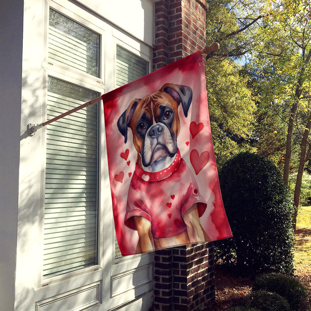 Boxer My Valentine House Flag 28x40 Porch Sleeve Pole Decorative Outside Yard Banner Artwork Wall Hanging, Polyester
