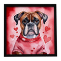 Boxer My Valentine Framed Metal Print Bathroom, Kitchen, Office, Home Decor Wall Art Ready to Hang, Square, 8X8