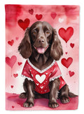 Boykin Spaniel My Valentine House Flag 28x40 Porch Sleeve Pole Decorative Outside Yard Banner Artwork Wall Hanging, Polyester