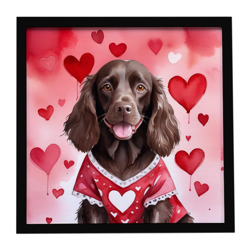 Boykin Spaniel My Valentine Framed Metal Print Bathroom, Kitchen, Office, Home Decor Wall Art Ready to Hang, Square, 8X8