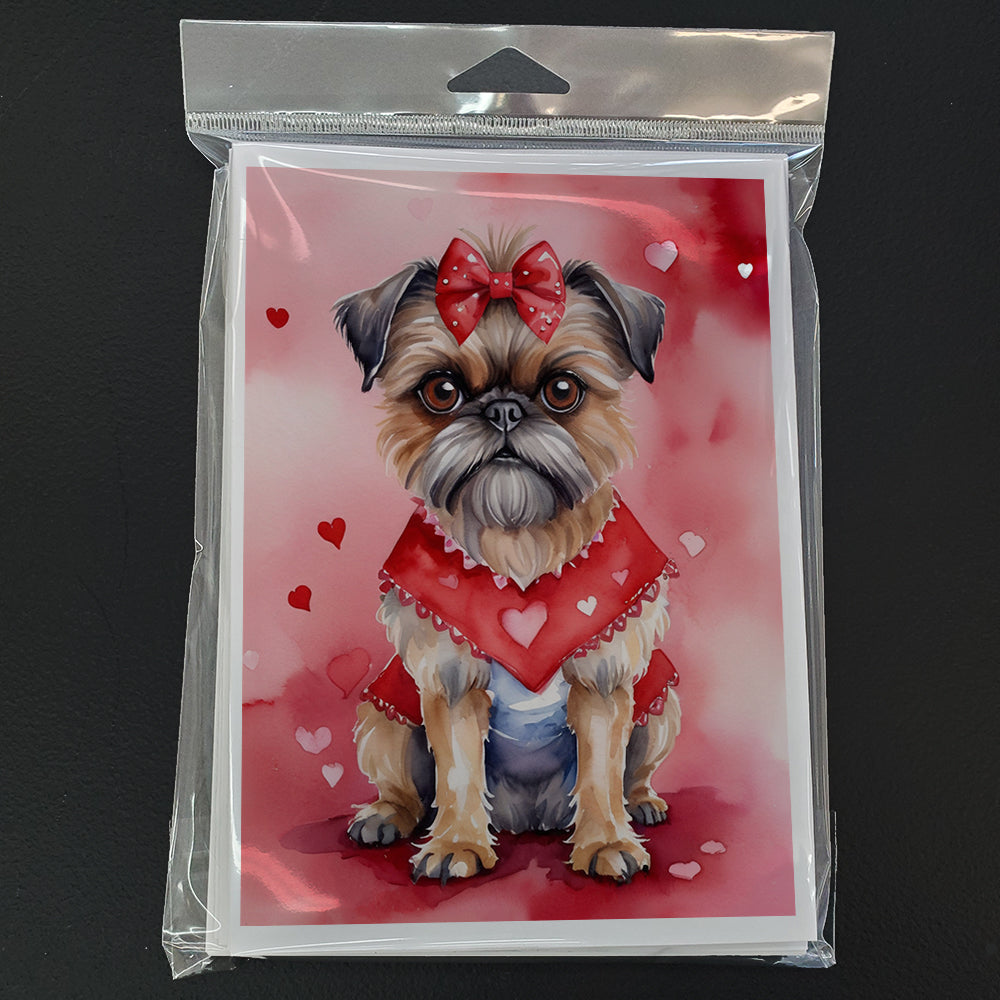 Brussels Griffon My Valentine Greeting Cards Pack of 8 Blank Cards with Envelopes Whimsical A7 Size 5x7
