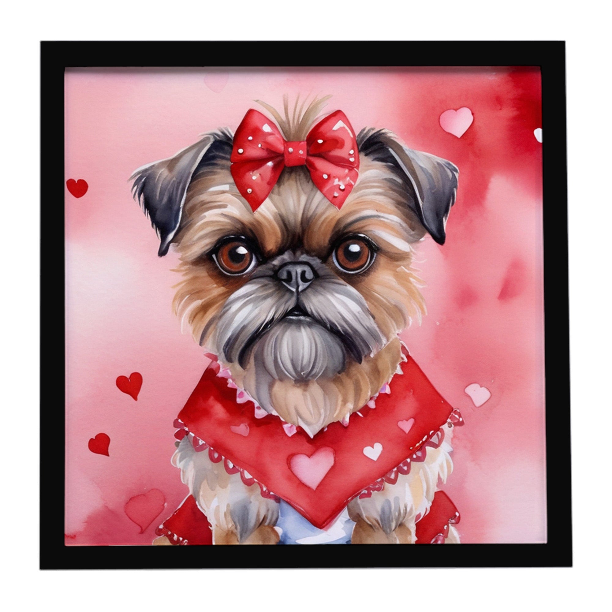 Brussels Griffon My Valentine Framed Metal Print Bathroom, Kitchen, Office, Home Decor Wall Art Ready to Hang, Square, 8X8