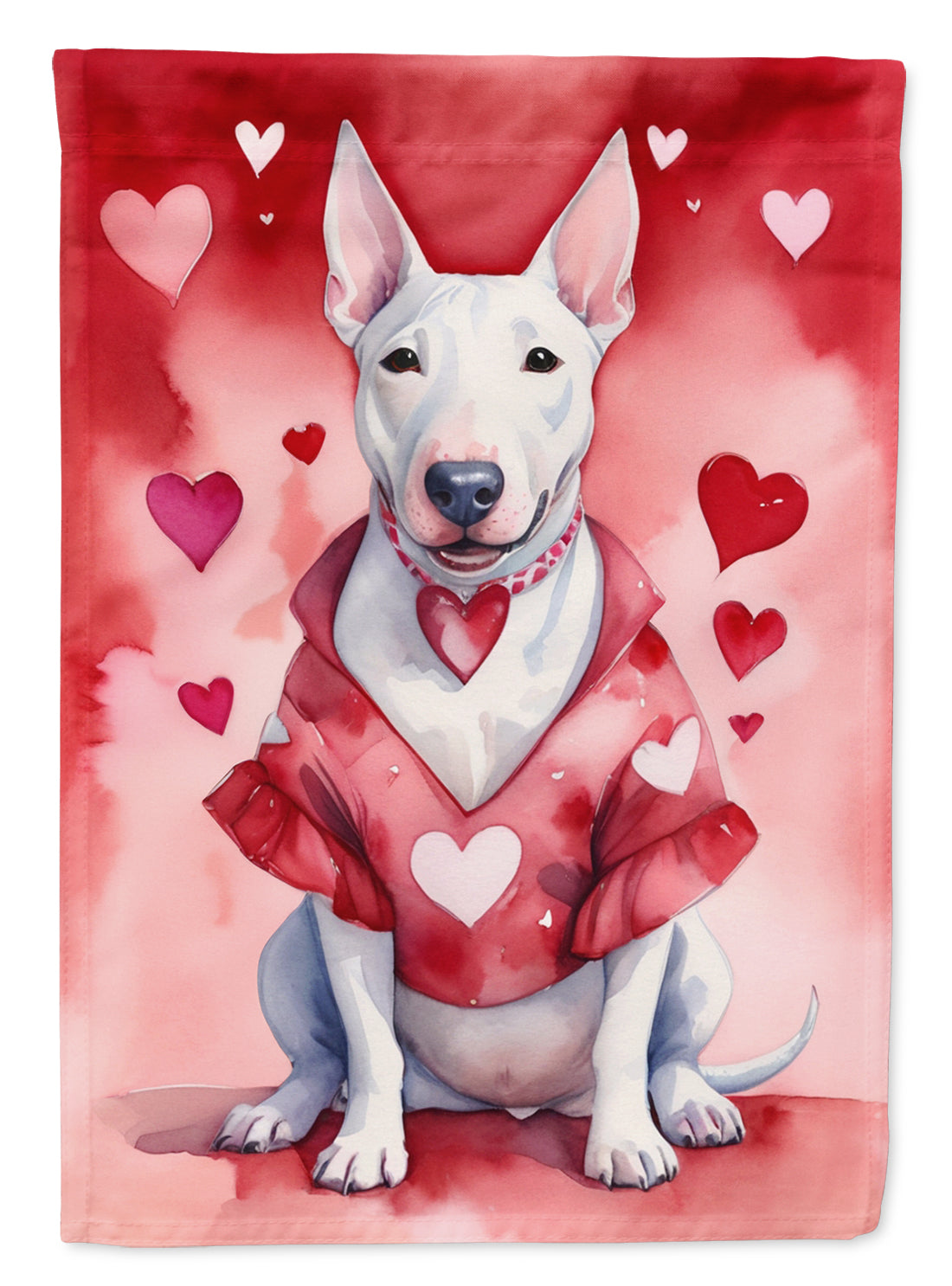 Bull Terrier My Valentine House Flag 28x40 Porch Sleeve Pole Decorative Outside Yard Banner Artwork Wall Hanging, Polyester