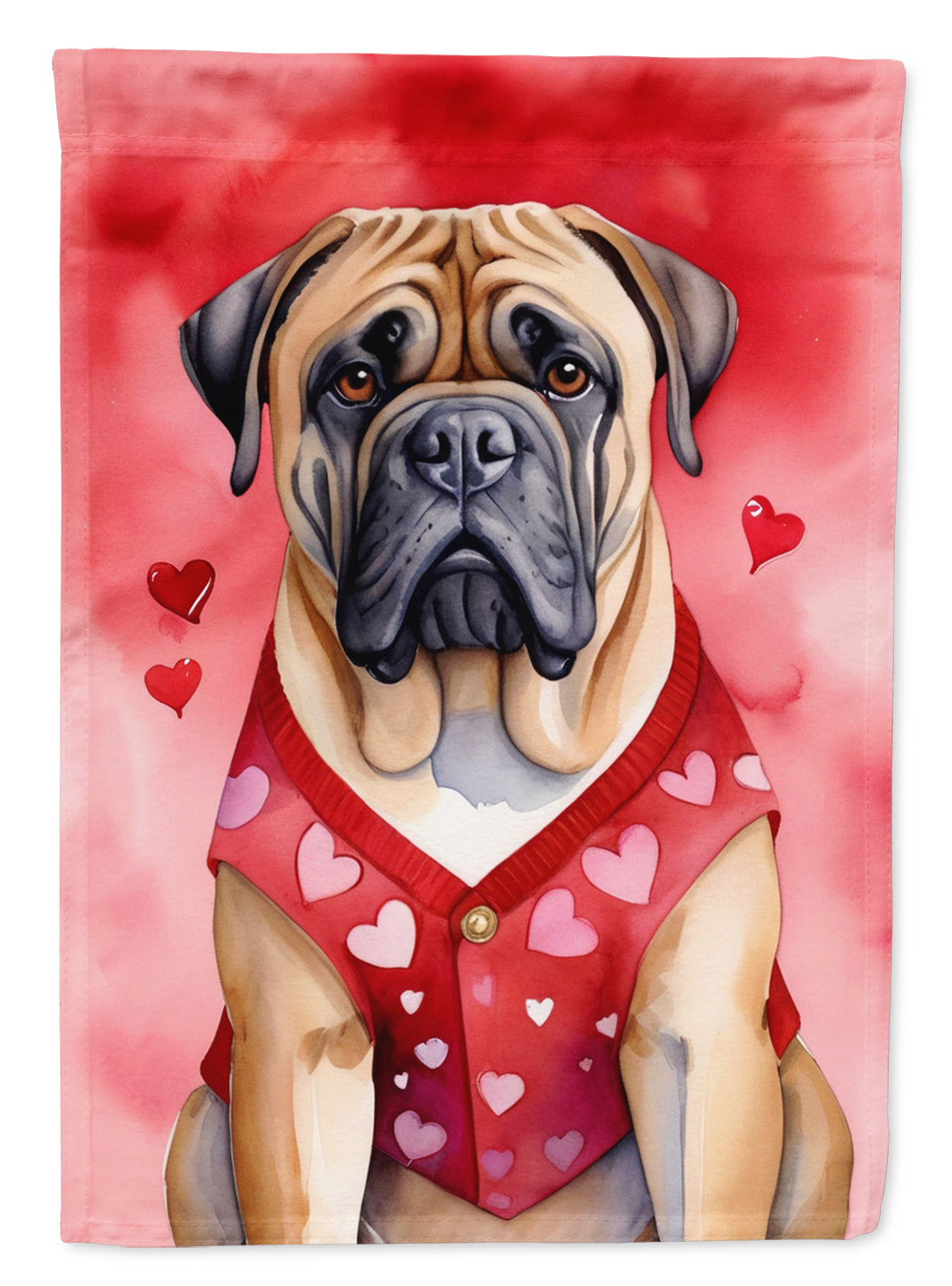 Bullmastiff My Valentine House Flag 28x40 Porch Sleeve Pole Decorative Outside Yard Banner Artwork Wall Hanging, Polyester