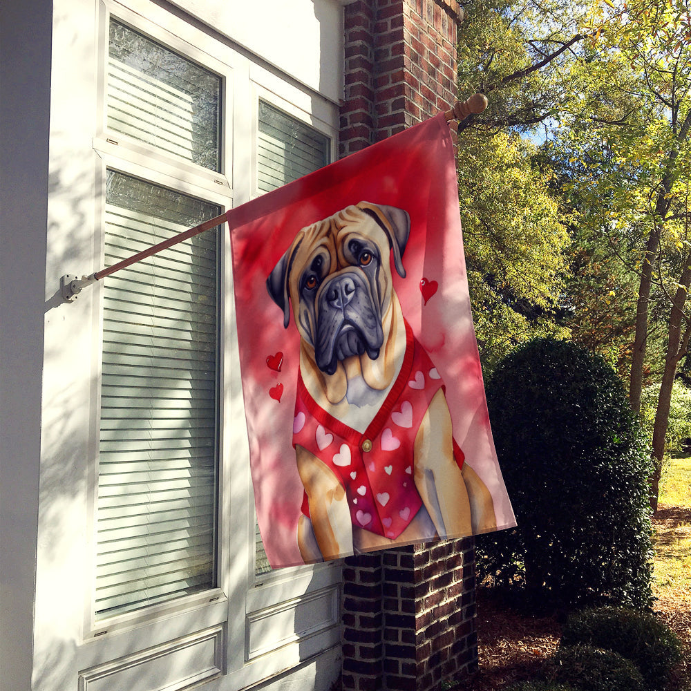 Bullmastiff My Valentine House Flag 28x40 Porch Sleeve Pole Decorative Outside Yard Banner Artwork Wall Hanging, Polyester