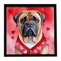 Bullmastiff My Valentine Framed Metal Print Bathroom, Kitchen, Office, Home Decor Wall Art Ready to Hang, Square, 8X8
