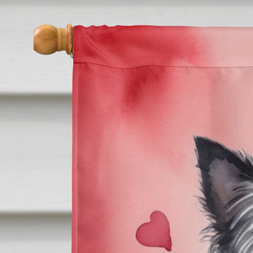 Cairn Terrier My Valentine House Flag 28x40 Porch Sleeve Pole Decorative Outside Yard Banner Artwork Wall Hanging, Polyester