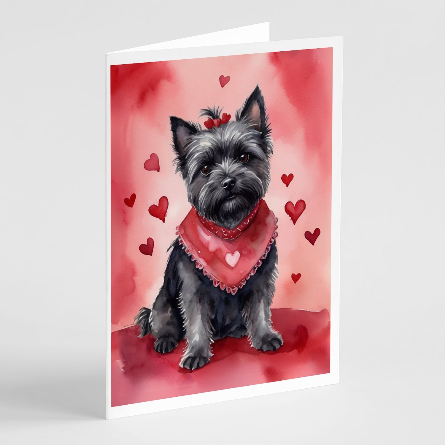 Cairn Terrier My Valentine Greeting Cards Pack of 8 Blank Cards with Envelopes Whimsical A7 Size 5x7