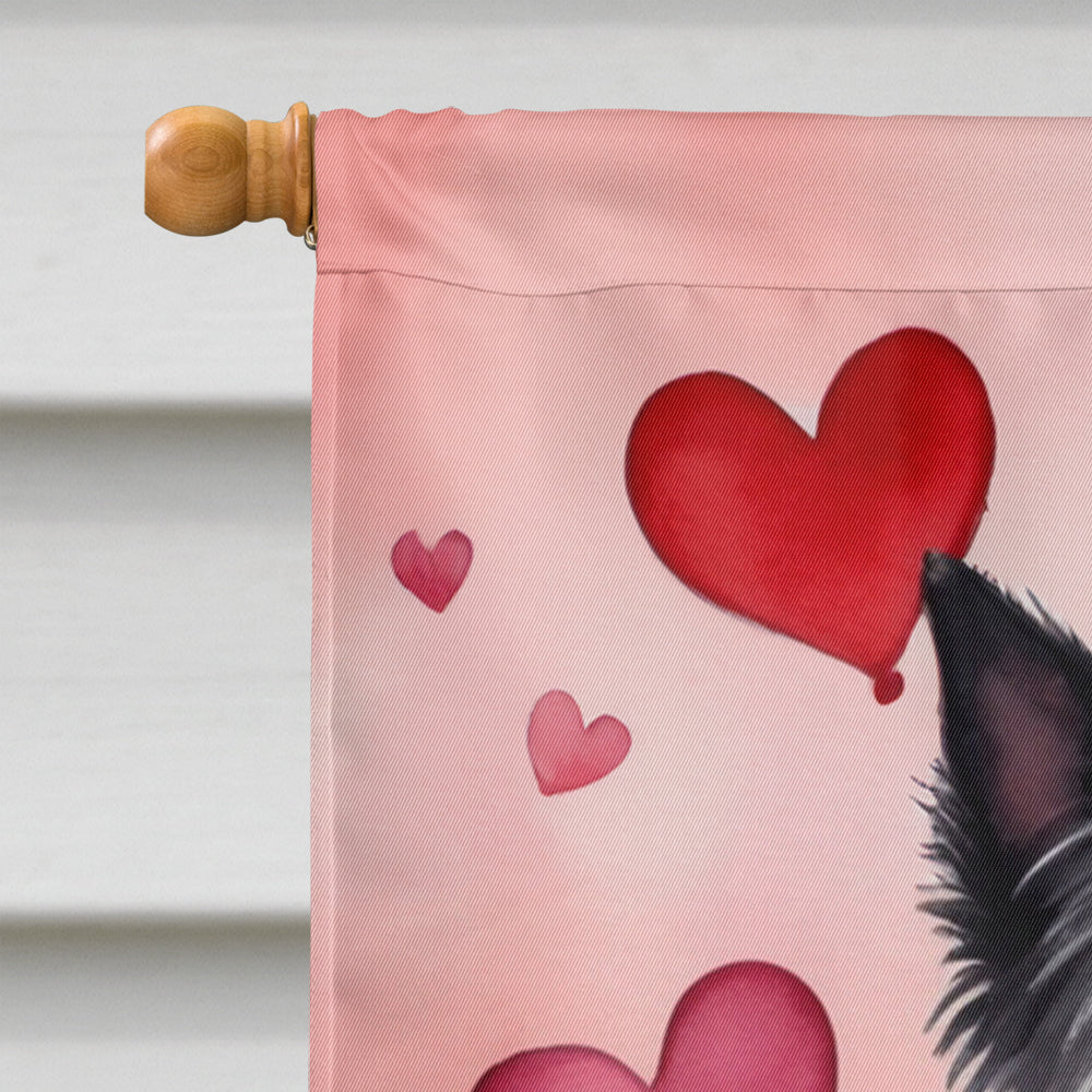 Cairn Terrier My Valentine House Flag 28x40 Porch Sleeve Pole Decorative Outside Yard Banner Artwork Wall Hanging, Polyester
