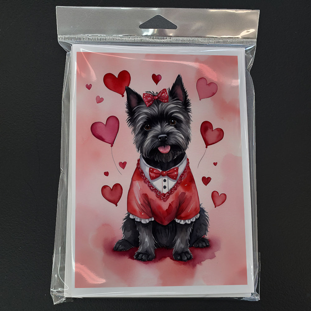 Cairn Terrier My Valentine Greeting Cards Pack of 8 Blank Cards with Envelopes Whimsical A7 Size 5x7