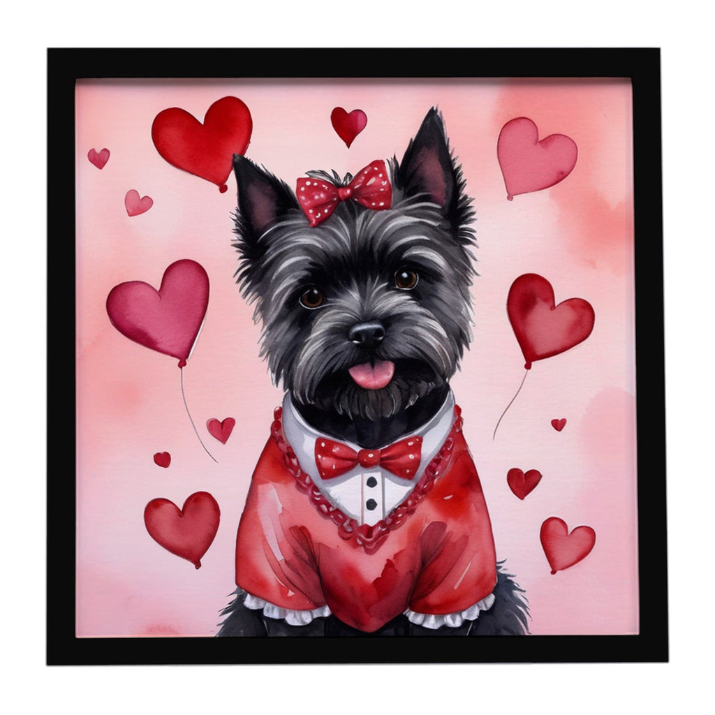 Cairn Terrier My Valentine Framed Metal Print Bathroom, Kitchen, Office, Home Decor Wall Art Ready to Hang, Square, 8X8