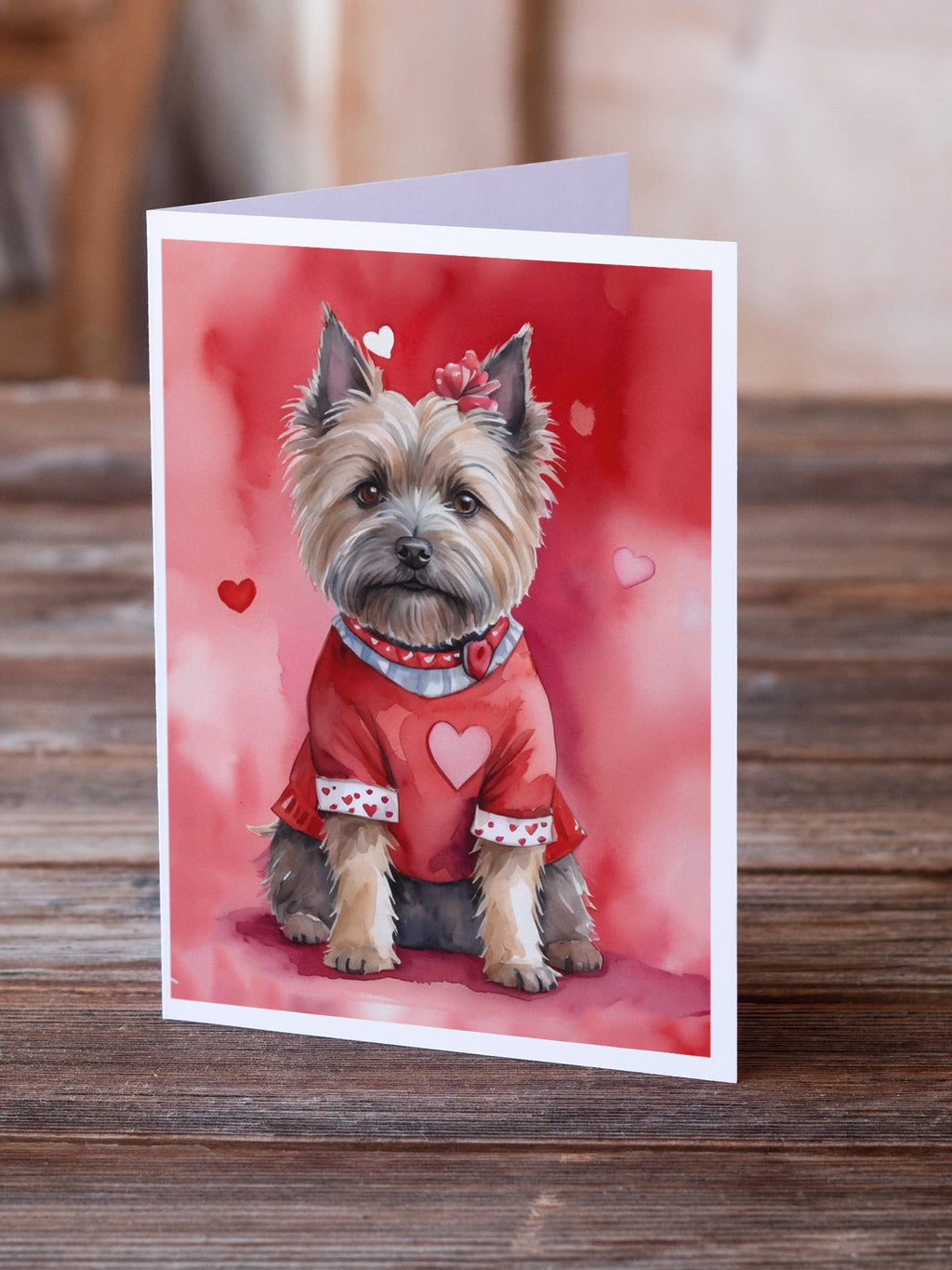 Cairn Terrier My Valentine Greeting Cards Pack of 8 Blank Cards with Envelopes Whimsical A7 Size 5x7