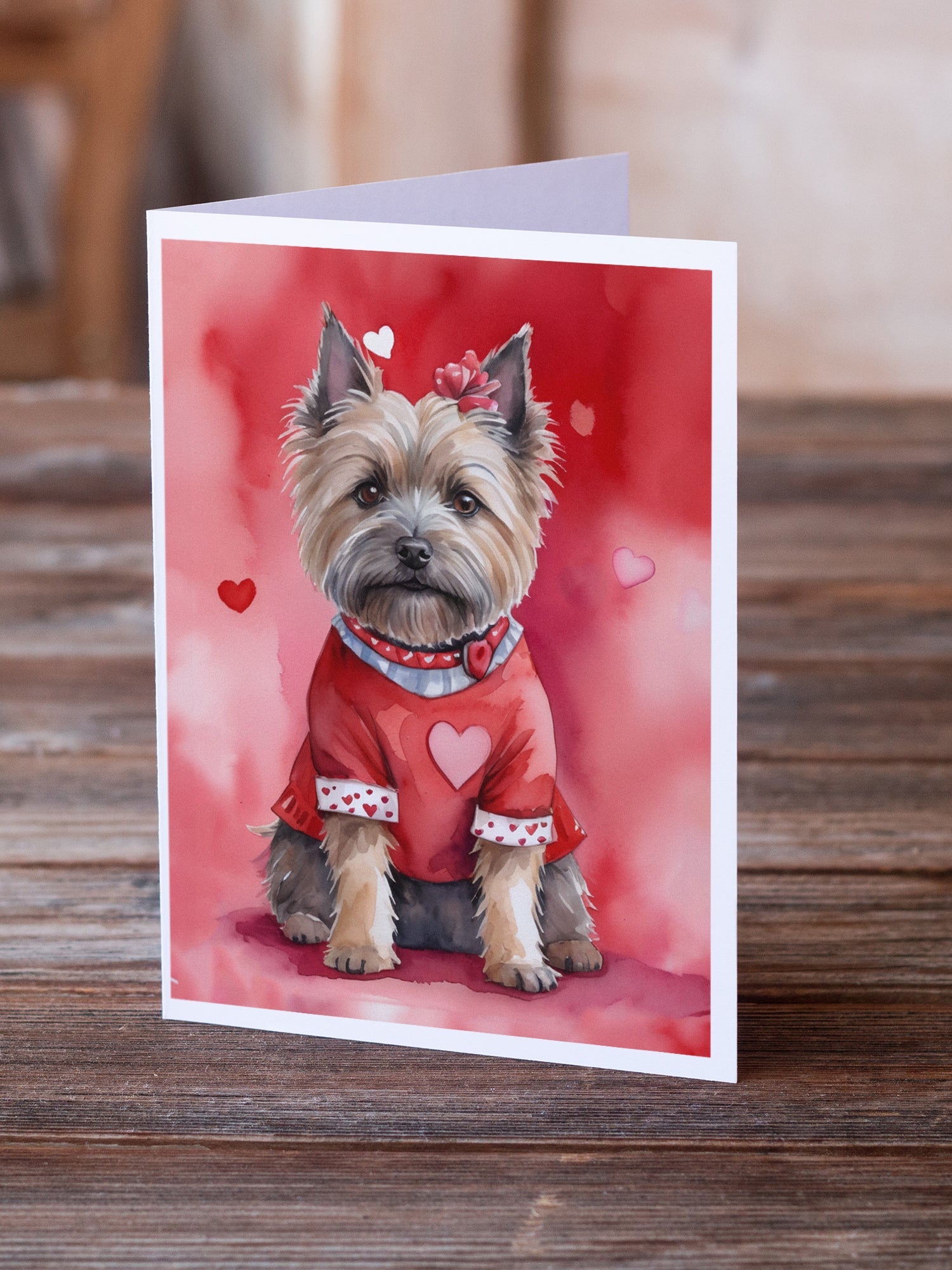 Cairn Terrier My Valentine Greeting Cards Pack of 8 Blank Cards with Envelopes Whimsical A7 Size 5x7