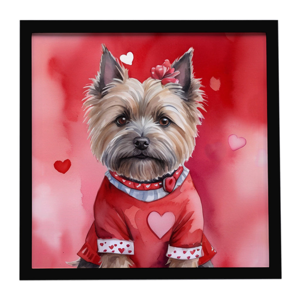 Cairn Terrier My Valentine Framed Metal Print Bathroom, Kitchen, Office, Home Decor Wall Art Ready to Hang, Square, 8X8