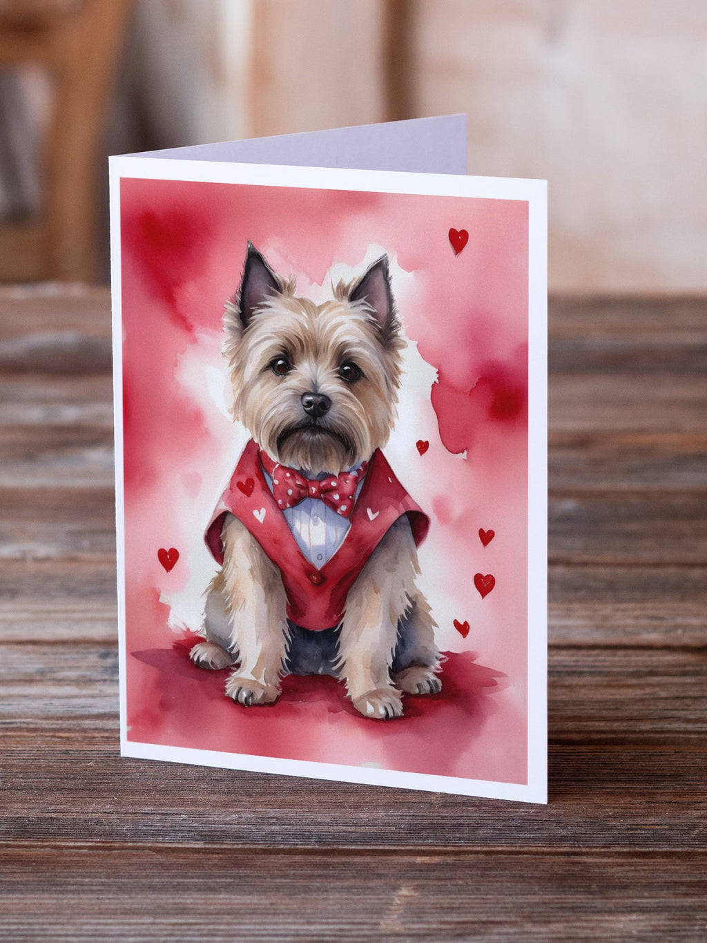 Cairn Terrier My Valentine Greeting Cards Pack of 8 Blank Cards with Envelopes Whimsical A7 Size 5x7