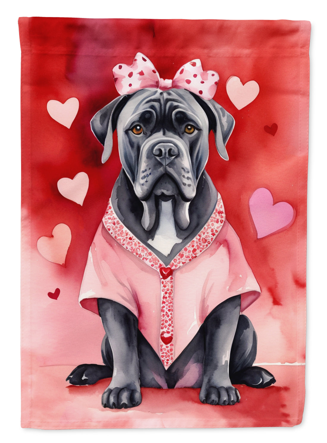 Cane Corso My Valentine House Flag 28x40 Porch Sleeve Pole Decorative Outside Yard Banner Artwork Wall Hanging, Polyester