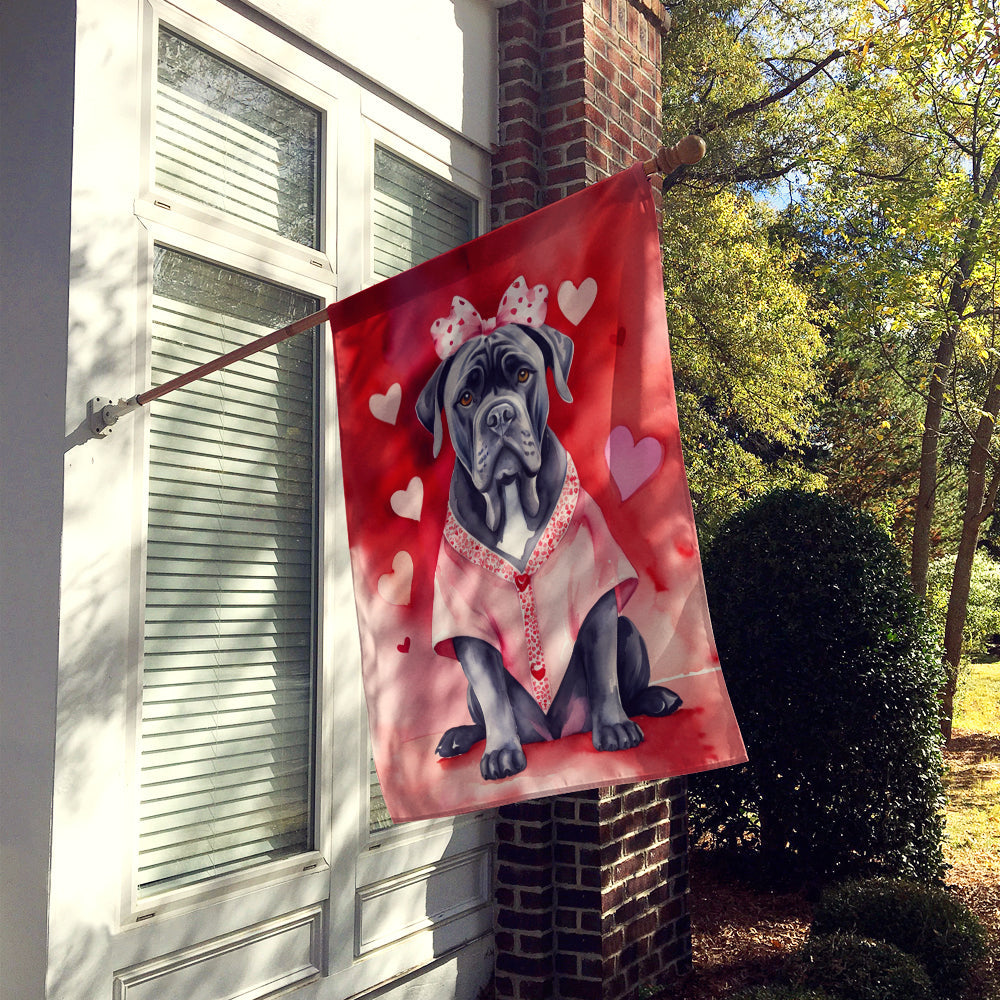 Cane Corso My Valentine House Flag 28x40 Porch Sleeve Pole Decorative Outside Yard Banner Artwork Wall Hanging, Polyester