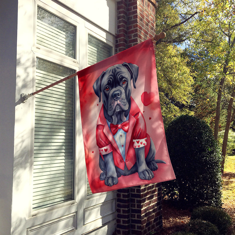 Cane Corso My Valentine House Flag 28x40 Porch Sleeve Pole Decorative Outside Yard Banner Artwork Wall Hanging, Polyester