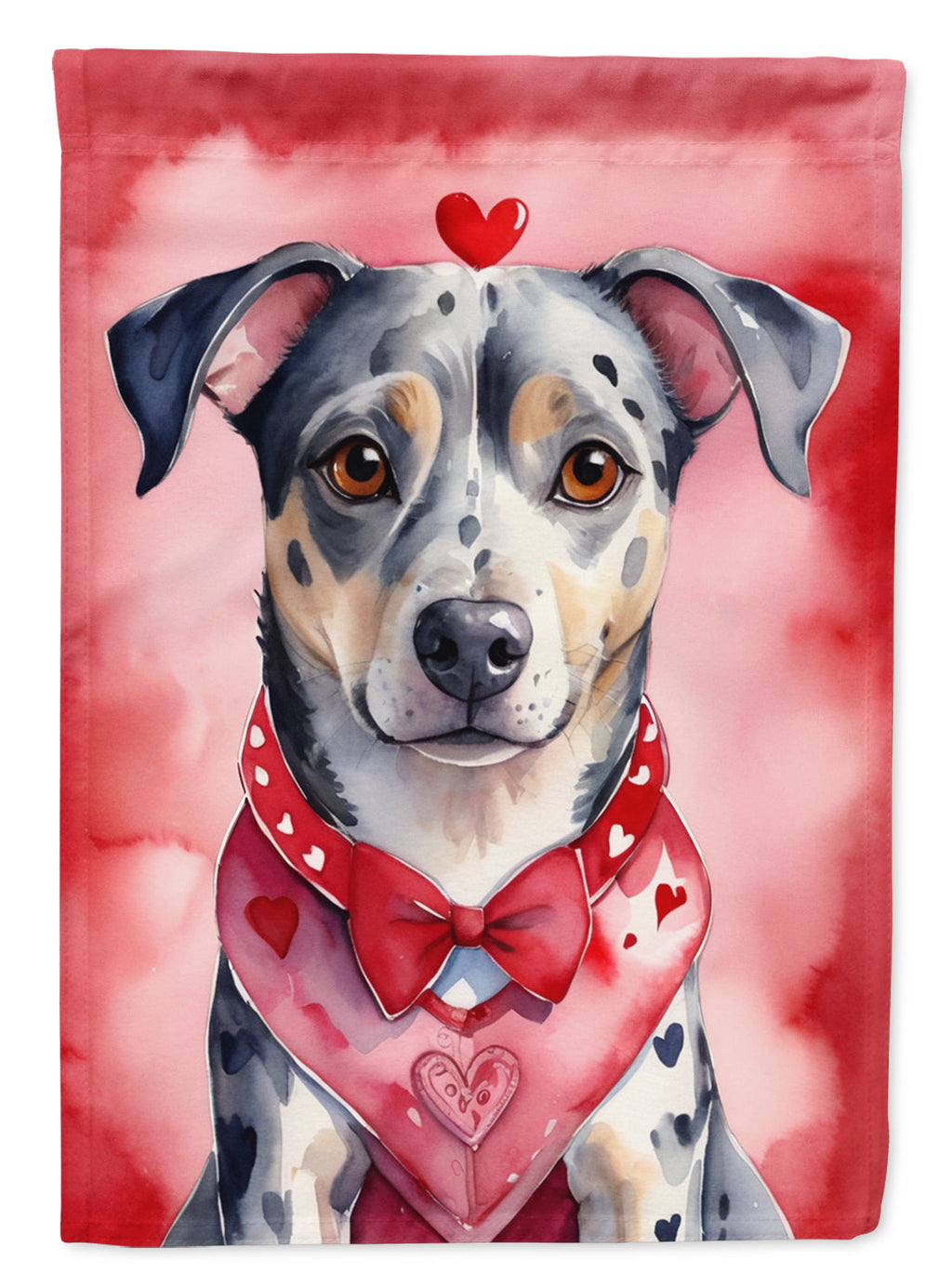 Catahoula My Valentine House Flag 28x40 Porch Sleeve Pole Decorative Outside Yard Banner Artwork Wall Hanging, Polyester