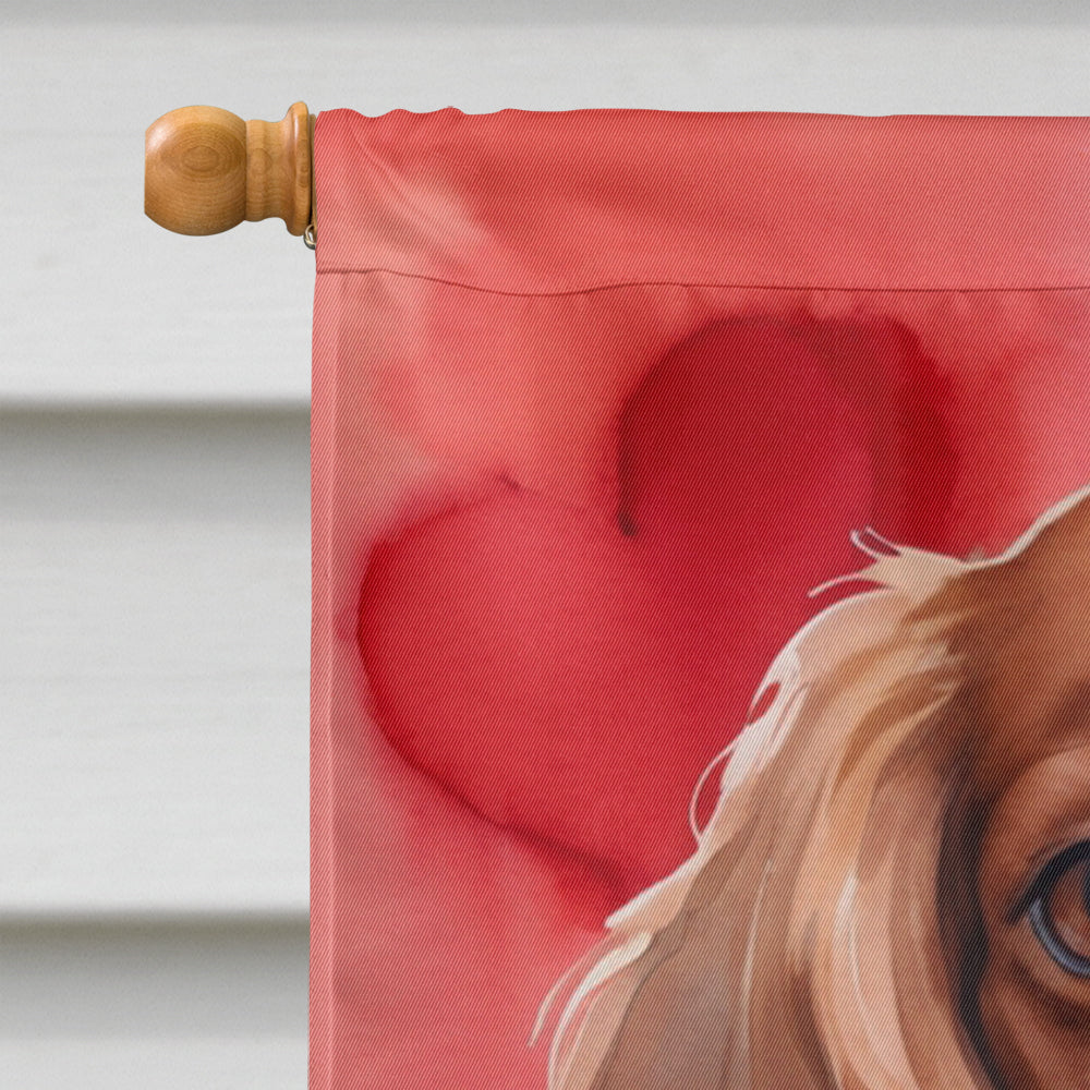 Cavalier Spaniel My Valentine House Flag 28x40 Porch Sleeve Pole Decorative Outside Yard Banner Artwork Wall Hanging, Polyester