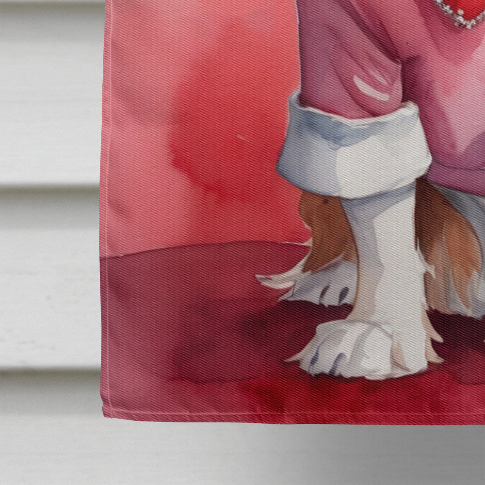 Cavalier Spaniel My Valentine House Flag 28x40 Porch Sleeve Pole Decorative Outside Yard Banner Artwork Wall Hanging, Polyester