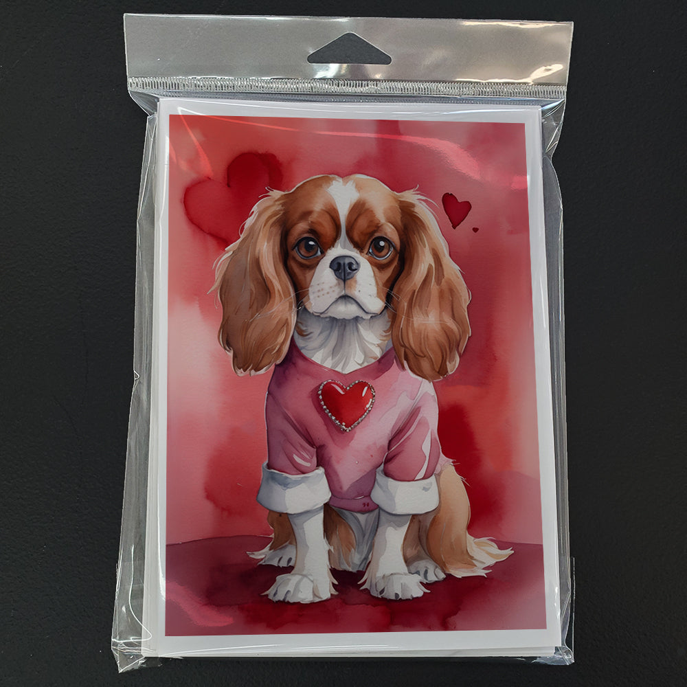 Cavalier Spaniel My Valentine Greeting Cards Pack of 8 Blank Cards with Envelopes Whimsical A7 Size 5x7