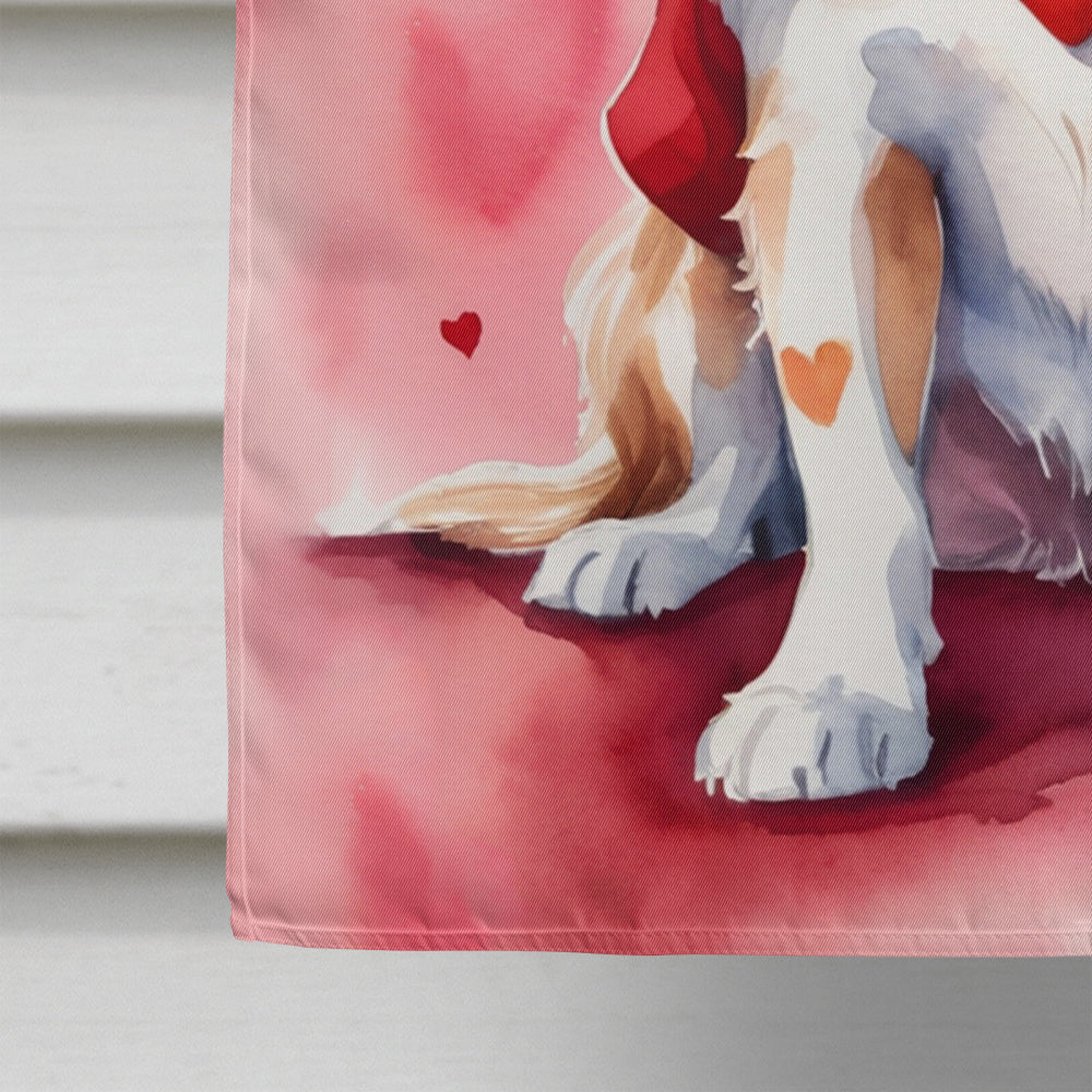 Cavalier Spaniel My Valentine House Flag 28x40 Porch Sleeve Pole Decorative Outside Yard Banner Artwork Wall Hanging, Polyester