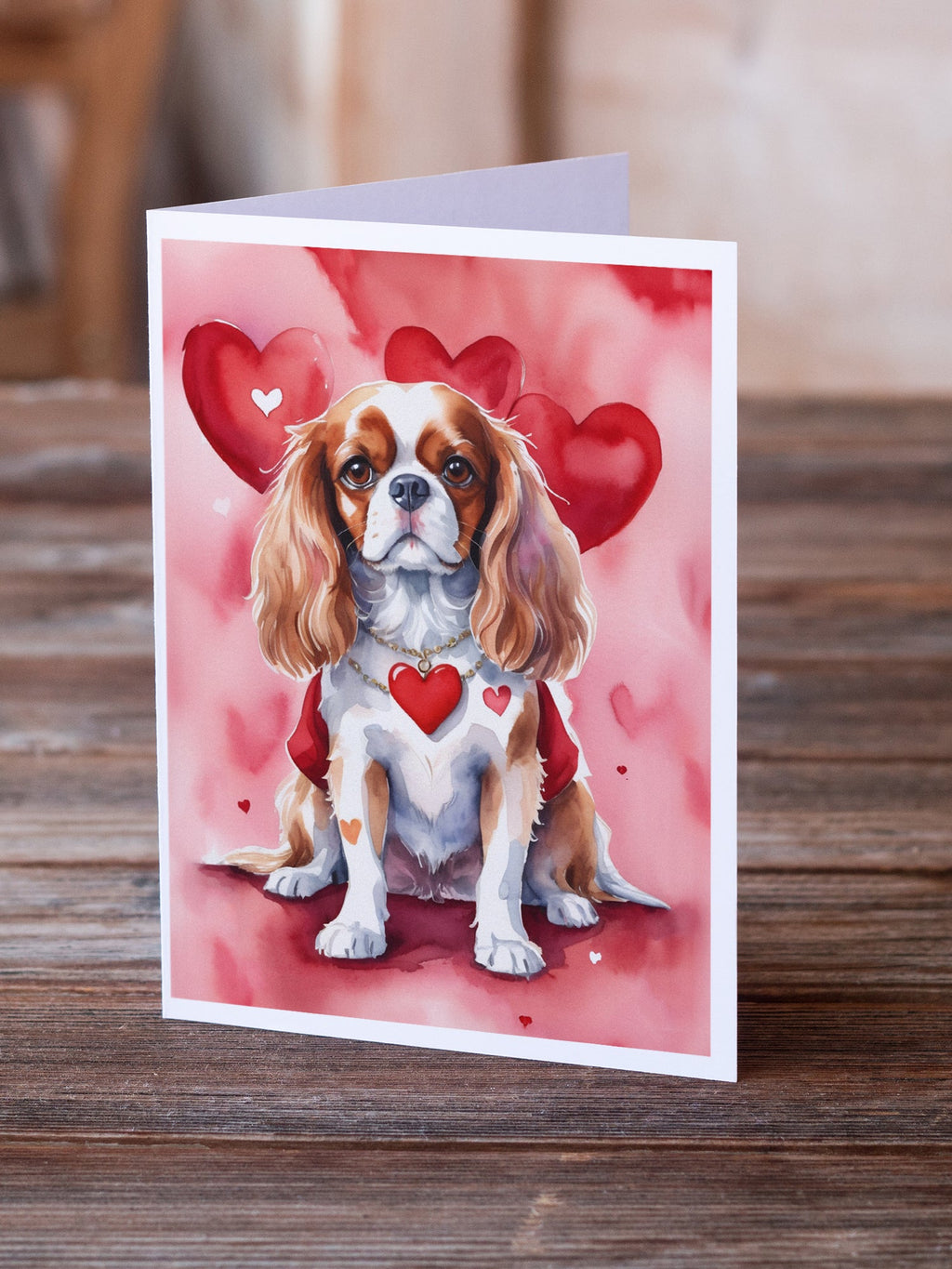 Cavalier Spaniel My Valentine Greeting Cards Pack of 8 Blank Cards with Envelopes Whimsical A7 Size 5x7