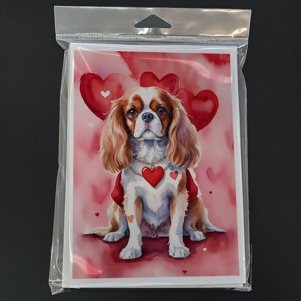 Cavalier Spaniel My Valentine Greeting Cards Pack of 8 Blank Cards with Envelopes Whimsical A7 Size 5x7