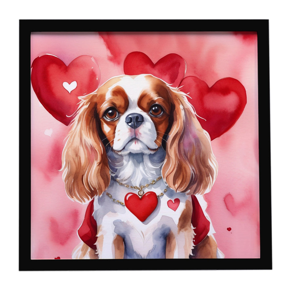 Cavalier Spaniel My Valentine Framed Metal Print Bathroom, Kitchen, Office, Home Decor Wall Art Ready to Hang, Square, 8X8